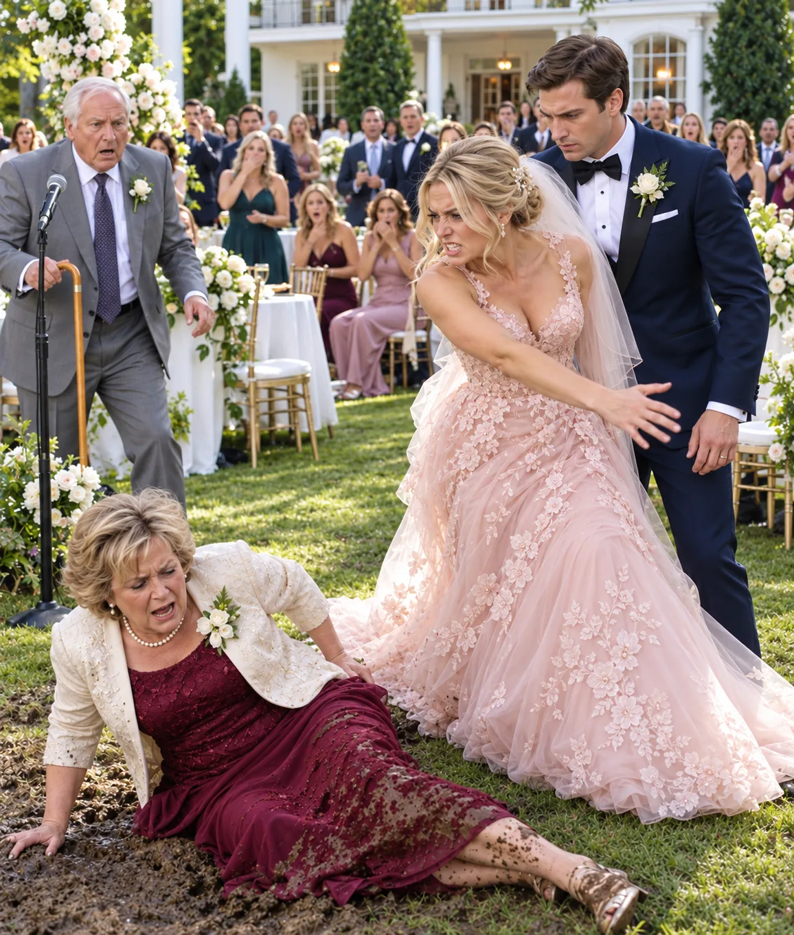 At my son’s wedding, his bride shoved my wife into the mud in front of two hundred guests.  And what my son did next hurt even more.