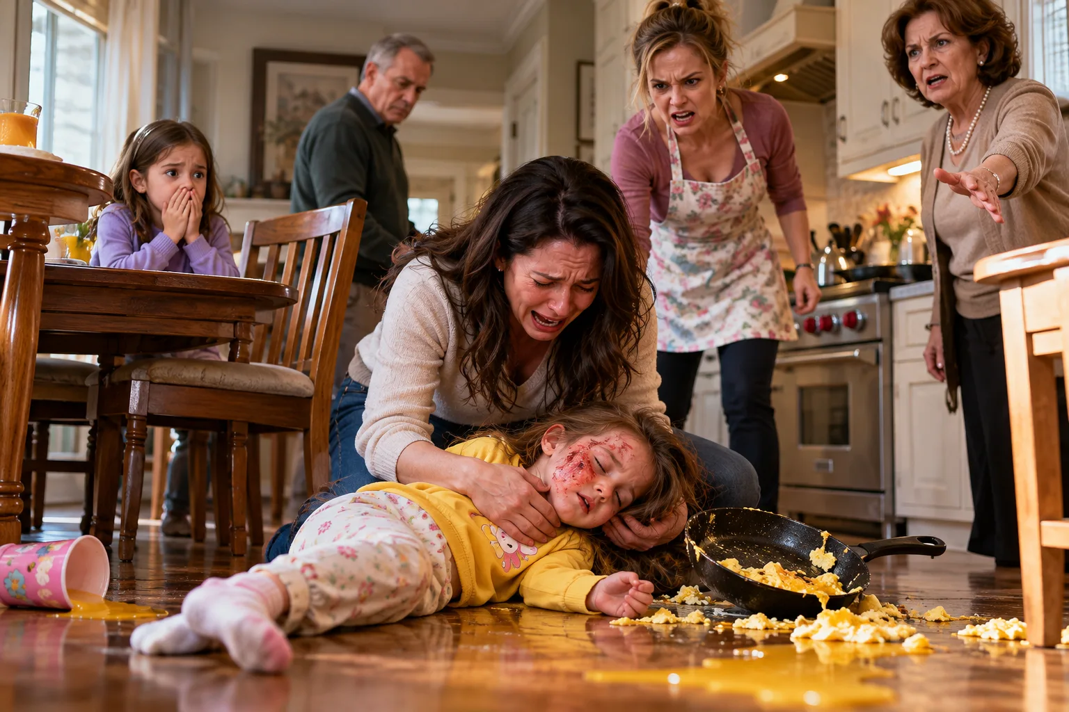 MY SISTER THREW A HOT SKILLET AT MY 4-YEAR-OLD DAUGHTER DURING BREAKFAST—THEN MY MOTHER SAID SOMETHING THAT CHANGED EVERYTHING.