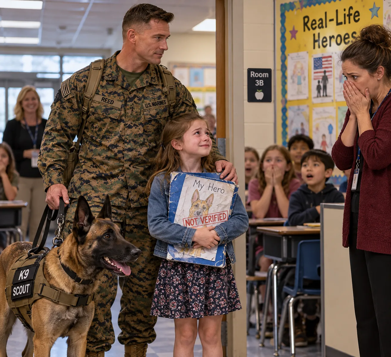 TEACHER THREW MY DAUGHTER’S PROJECT IN THE TRASH—THEN HER MARINE DAD WALKED IN