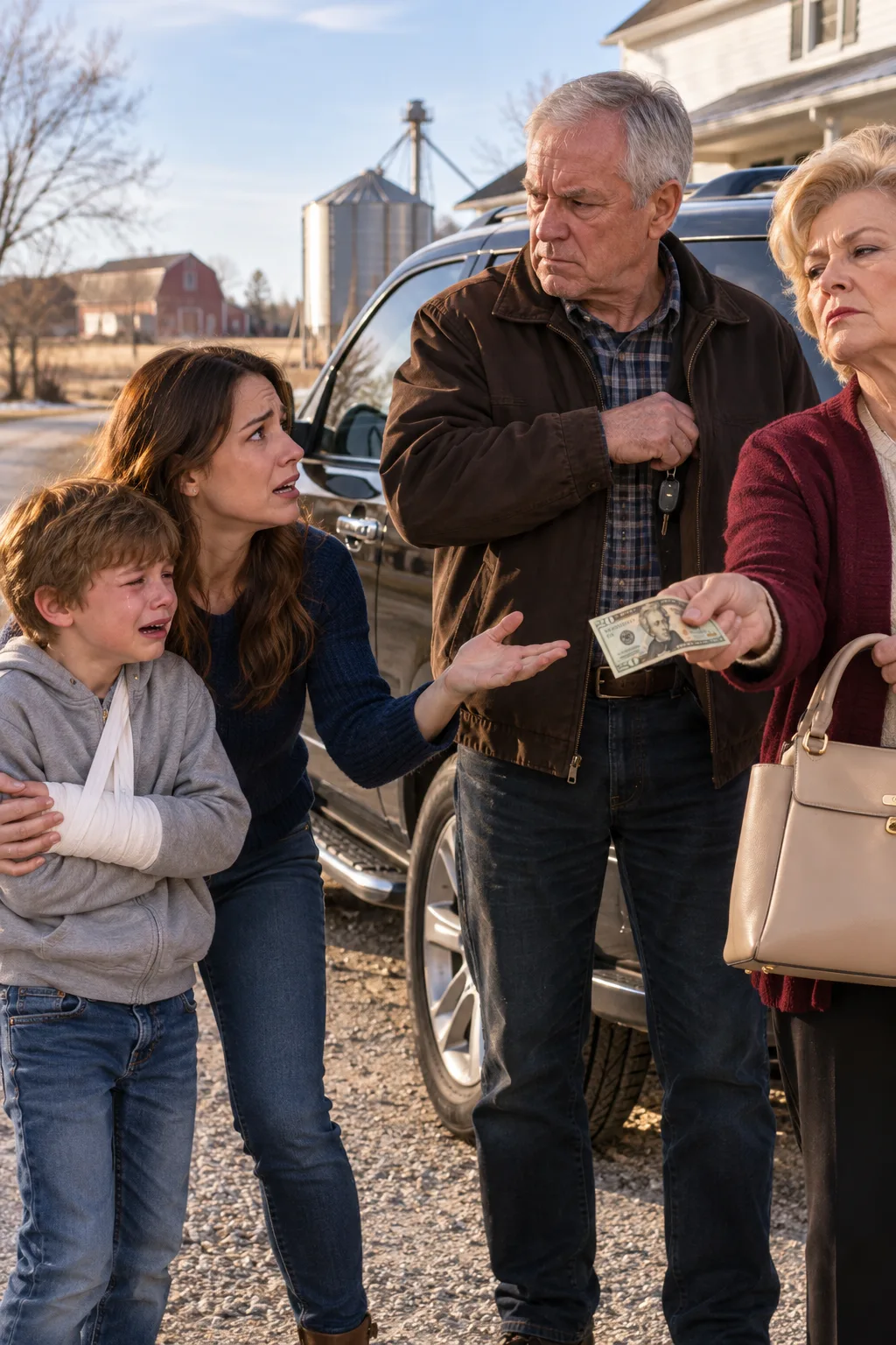 MY SON BROKE HIS ARM, BUT MY IN-LAWS REFUSED TO LET ME USE MY OWN SUV. “TAKE THE BUS!” THEY SNAPPED, HANDING ME $20. AFTER GETTING MY SON TO THE ER, I MADE ONE CALL TO FREEZE THEIR CARDS. HOURS LATER, THEY REGRETTED EVERYTHING.