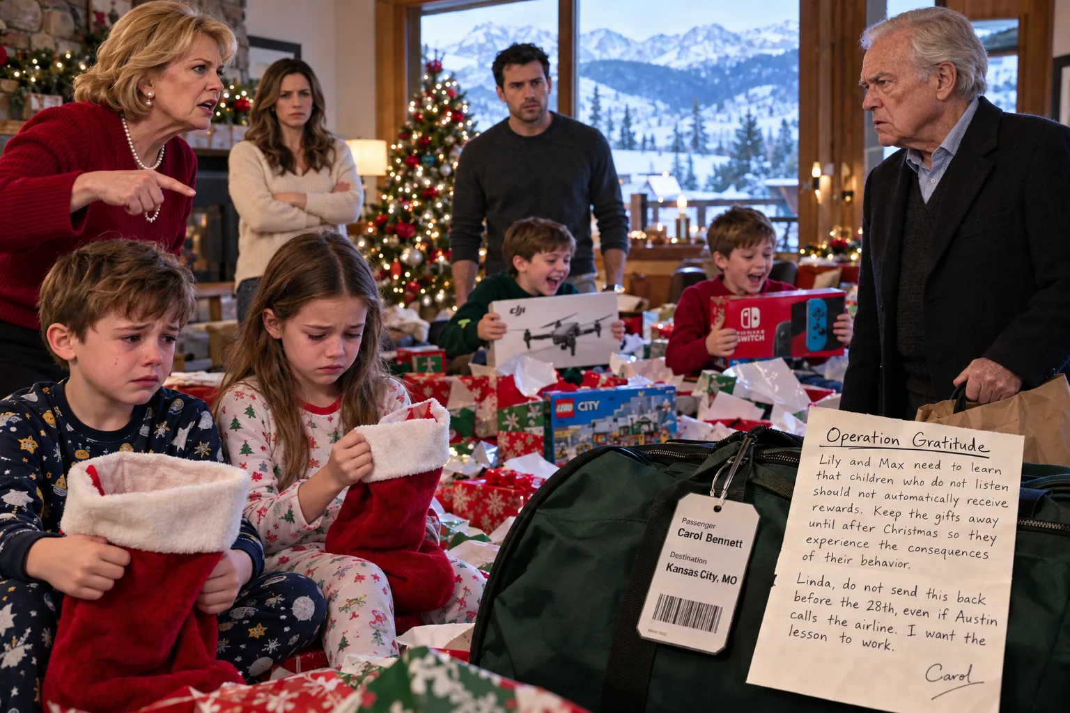 MY MOTHER LIED THAT THE AIRPORT LOST MY KIDS’ CHRISTMAS PRESENTS WHILE THEIR COUSINS UNWRAPPED EVERYTHING—THEN I FOUND THE NOTE SHE NEVER EXPECTED ME TO SEE.