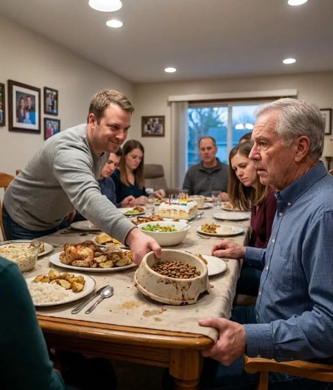 MY SON SERVED ME DOG FOOD AT MY 70TH BIRTHDAY DINNER—IN THE HOUSE I PAID FOR. I DIDN’T ARGUE.
