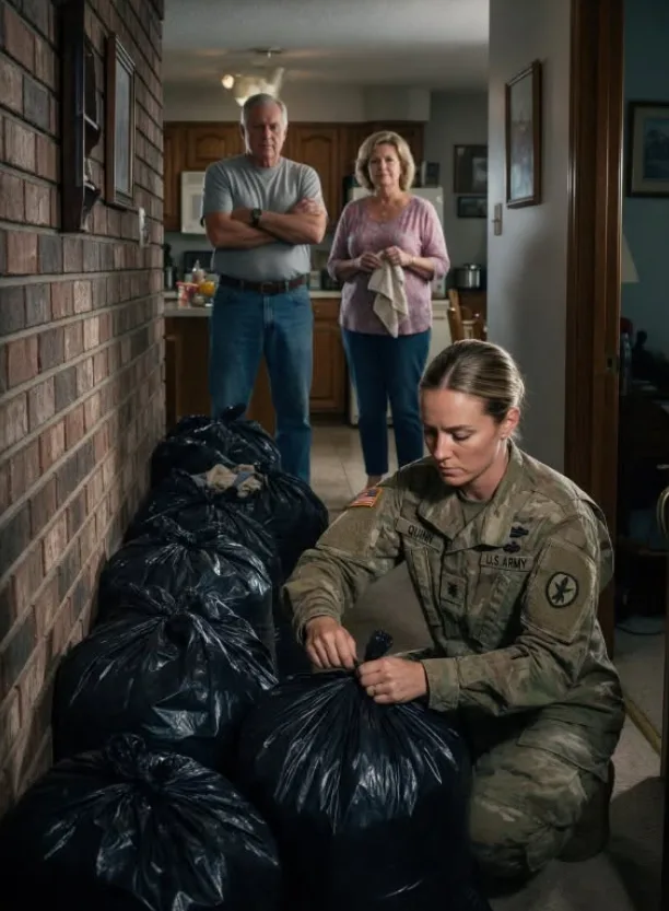 MY FAMILY THREW MY BELONGINGS INTO TRASH BAGS WHILE I SERVED OVERSEAS—THEN ORDERED ME TO GIVE MY HOUSE TO MY PREGNANT SISTER. THEY FORGOT ONE THING: MY NAME WAS ON THE DEED