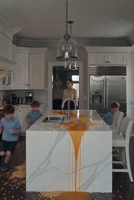 Mara didn’t answer immediately.  She studied the four boys the way someone studies a weather report that already predicts disaster. The kitchen wasn’t just messy—it was engineered chaos. Intentional. Almost practiced.