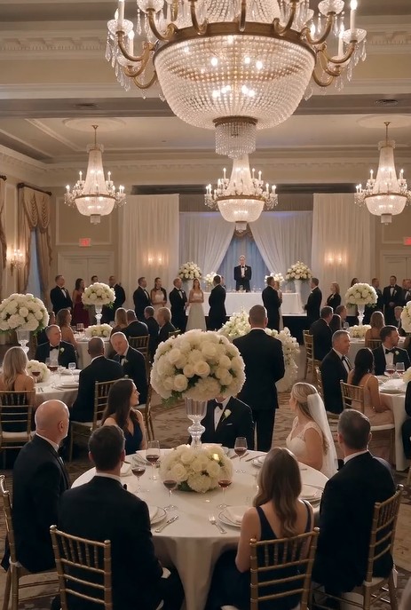 The slap echoed through the grand ballroom like a gunshot.  Conversations died instantly.  Forks froze halfway to mouths.  Every head turned toward the head table.