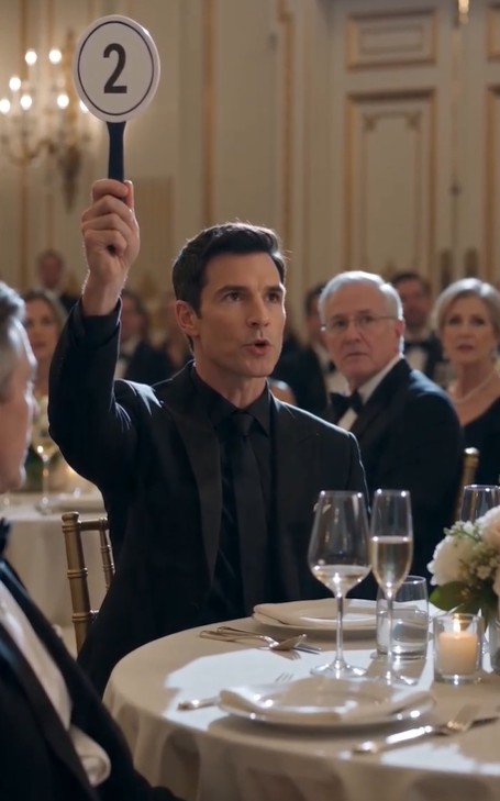 For a second after he spoke, the ballroom didn’t react.  Not because they didn’t hear him—but because their minds refused to process it.  “One million.”  The stranger’s voice wasn’t loud. It didn’t need to be. It cut through the laughter like glass dropped on marble.