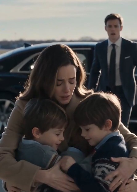 The airport noise faded into something distant.  All I could hear were three small breaths pressed against me.  “Mom…”  The word still echoed in my chest like it didn’t belong to this world.  I slowly knelt down, my hands resting on their shoulders as if I was afraid they might disappear if I let go.