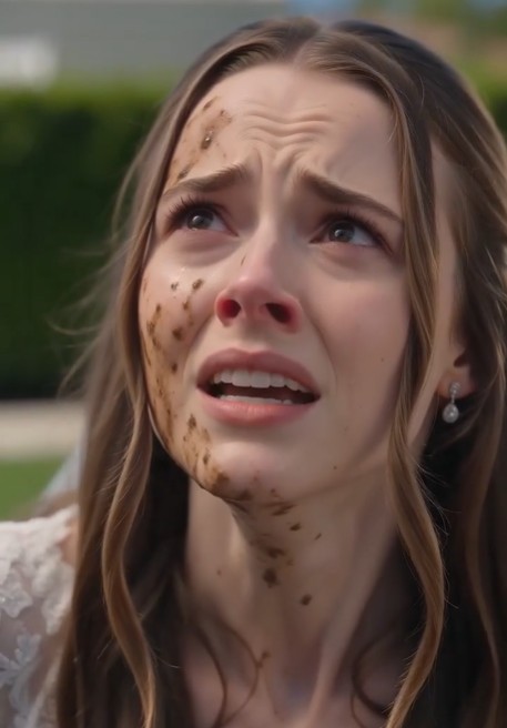 The bride slowly wiped the mud from her face.  She stared at the groom and his mother, her eyes no longer filled with tears—but with quiet determination.