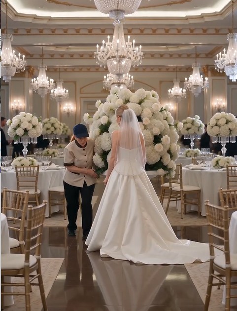 Diane Carter struggled through the grand ballroom, balancing a towering arrangement of wedding flowers while trying to hide the bruise on her cheek and the tears threatening to fall. Then, with the slightest accidental brush against the bride's gown, everything changed.