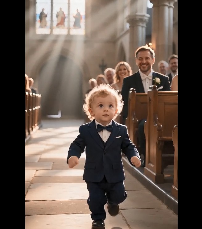 If this doesn’t bring a tear to your eye and a smile to your face, I don’t know what will! ❤️ This adorable little guy had one simple job — to carry the rings — but he decided to create a moment of his own.