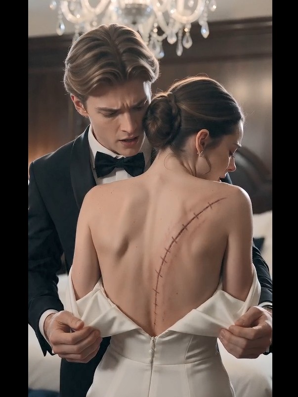 I lifted the back of my bride’s wedding dress on our wedding night, expecting to see pearl buttons, delicate lace, and the first peaceful moment of the happiest day of our lives.