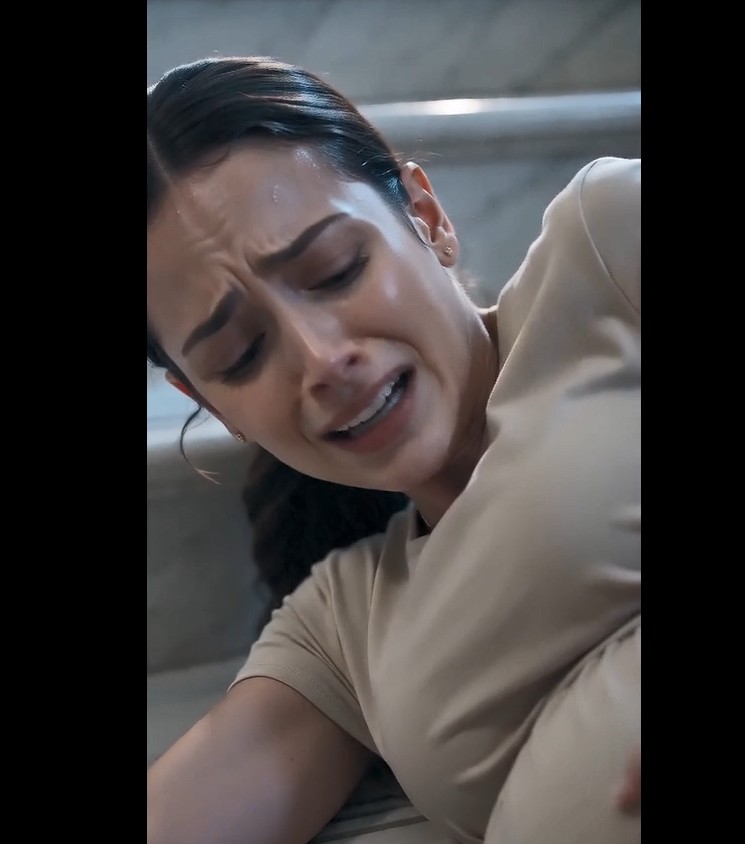 The pregnant woman tumbled down the stairs... but the one who pushed her ended up in tears.