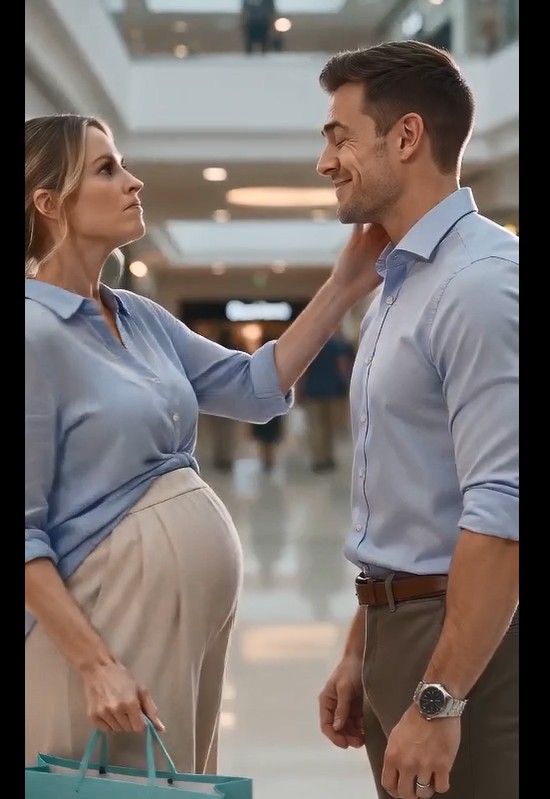 I was eight months pregnant when I returned from the grocery store and spotted my hussband walking through the mall...