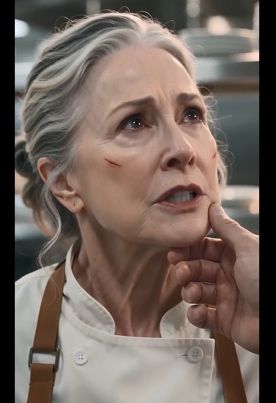 The crash of metal rang through the kitchen. Matteo shoved through the swinging doors just in time to see the woman in the rose-gold gown push the elderly chef back against a stainless-steel counter.