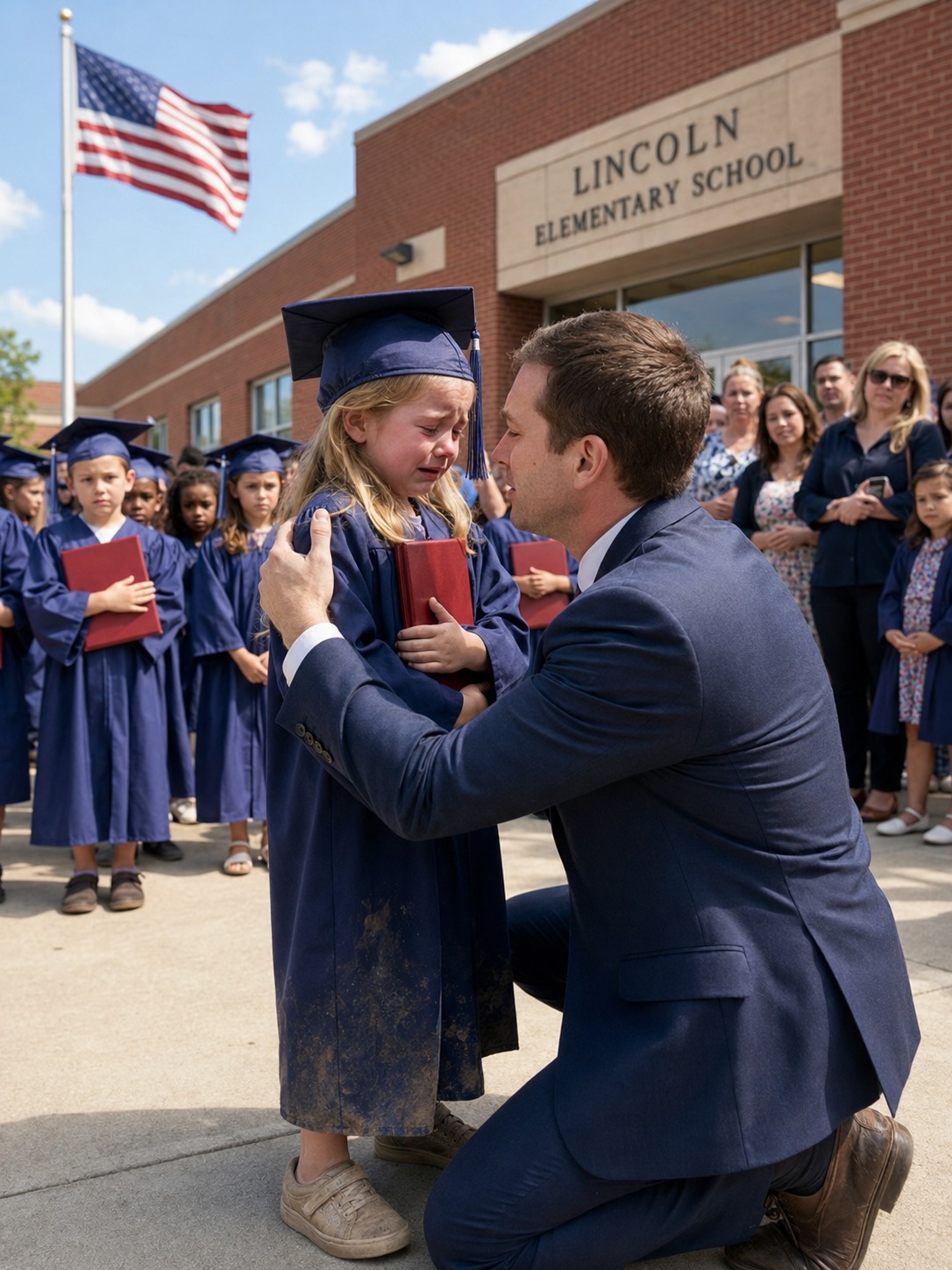 On her graduation day, a lonely orphan girl approached a stranger and quietly asked, “Could you PRETEND TO BE MY DAD … JUST FOR TODAY?” What happened after he stood up in that crowded auditorium left the entire crowd wiping away TEARS …