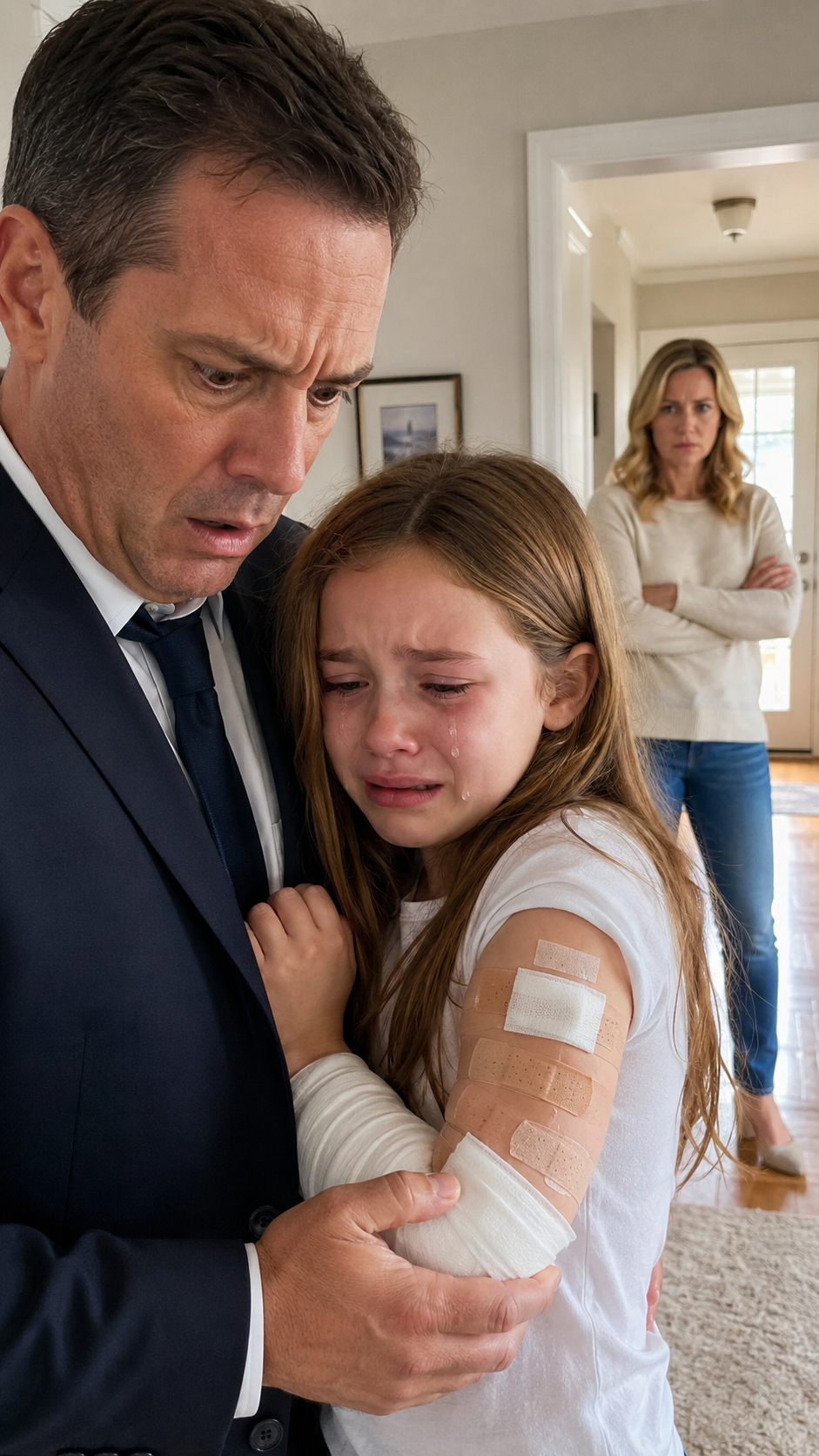 I lifted my daughter’s sleeve after coming home from a six-day business trip … and what I saw underneath made my entire world stop.