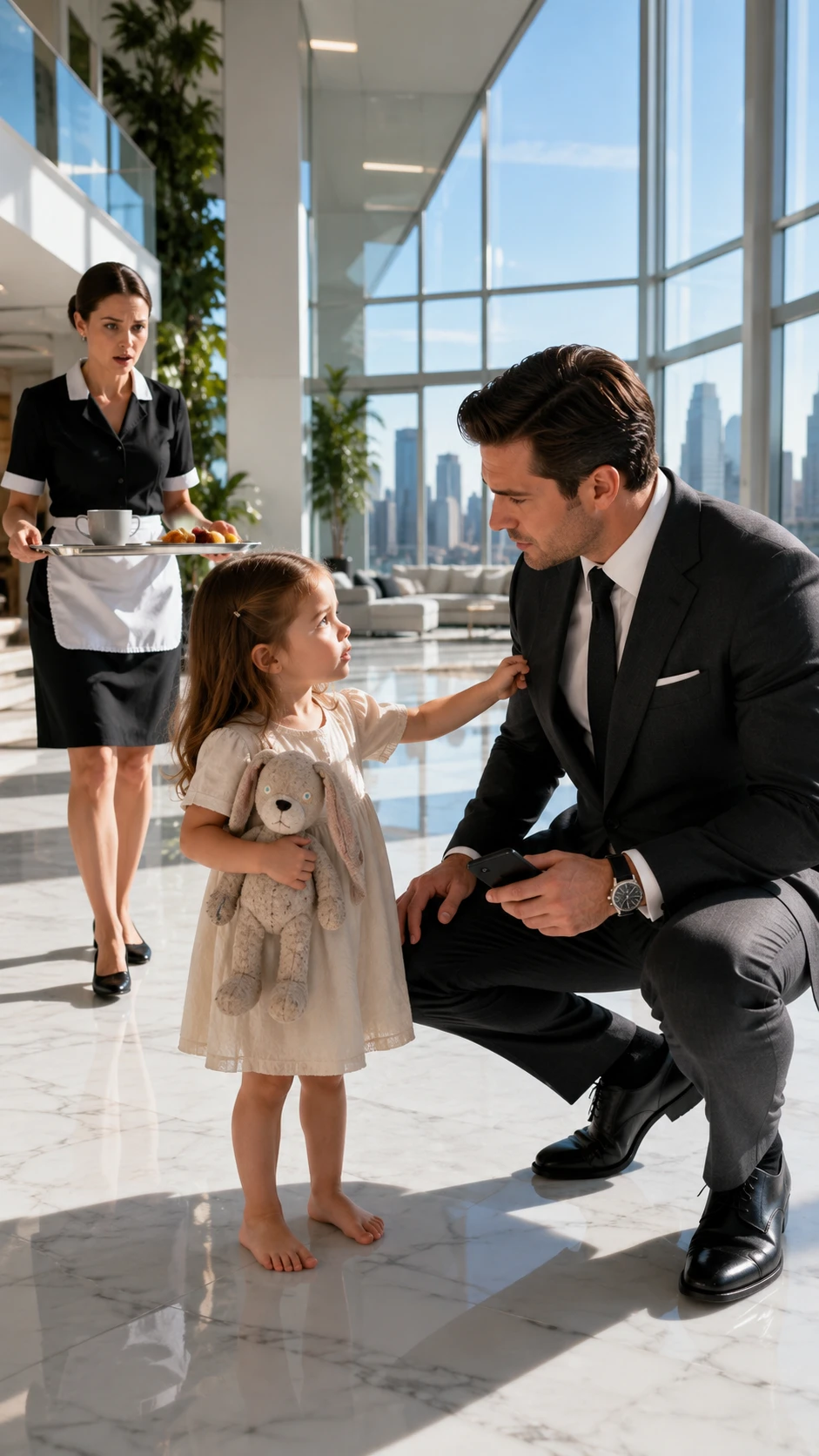 The billionaire thought his penthouse was safe until a maid’s trembling little girl pointed toward his bedroom and exposed the woman sleeping beside him.