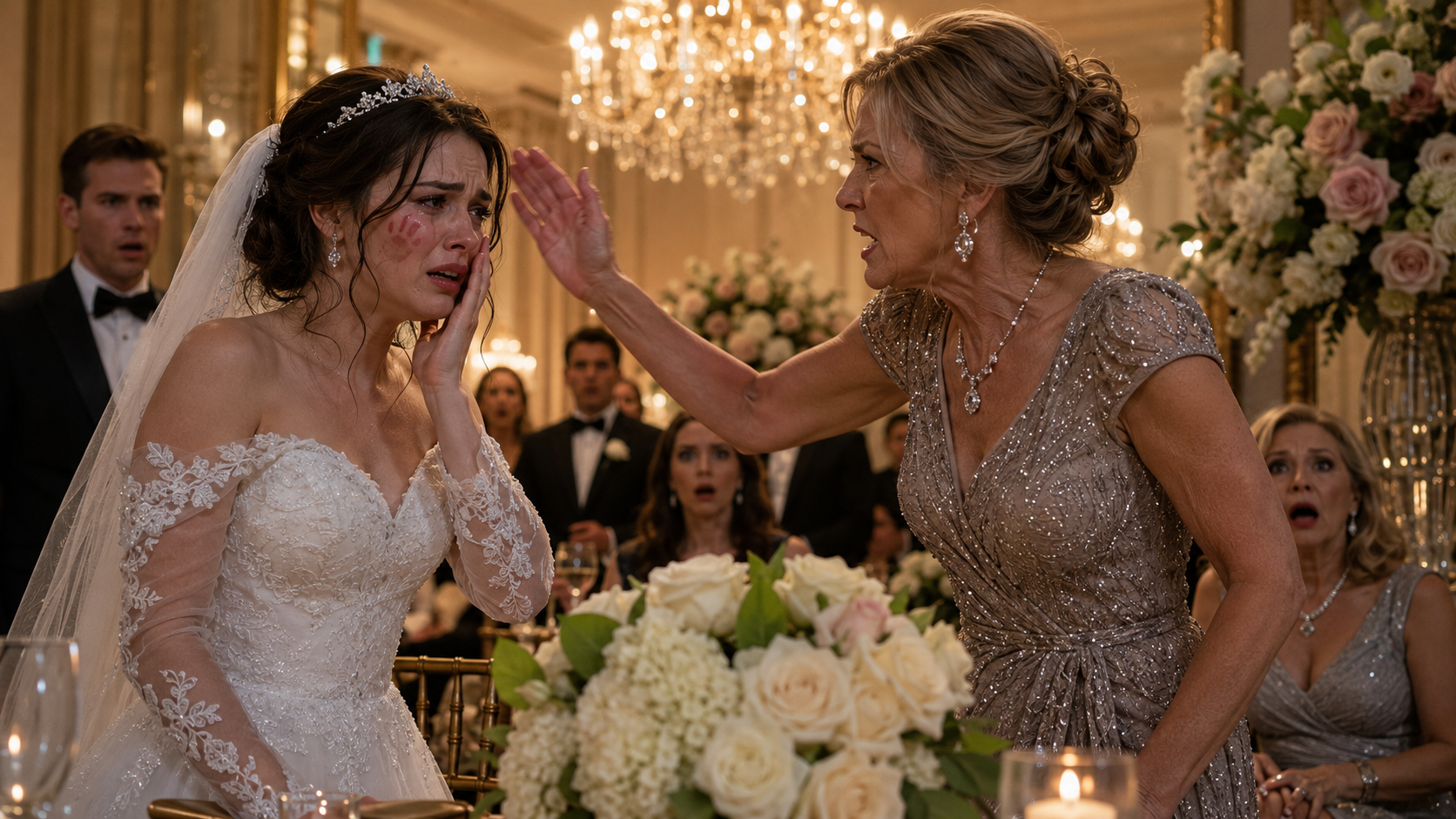 MY MOTHER-IN-LAW SLAPPED ME AT MY WEDDING BECAUSE I WOULDN'T LET MY MOM SIT AT THE HEAD TABLE… I THOUGHT SHE WANTED TO START DRAMA. I HAD NO IDEA SHE WAS TRYING TO SAVE MY LIFE.