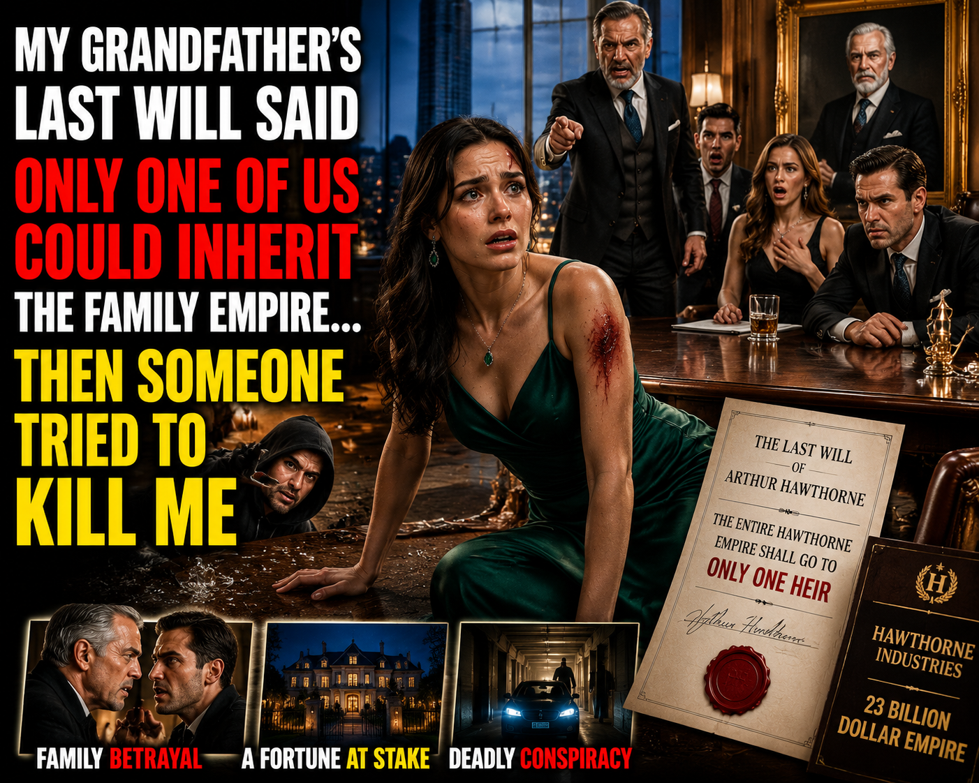 MY GRANDFATHER'S LAST WILL SAID ONLY ONE OF US COULD INHERIT THE FAMILY EMPIRE... THEN SOMEONE TRIED TO KILL ME