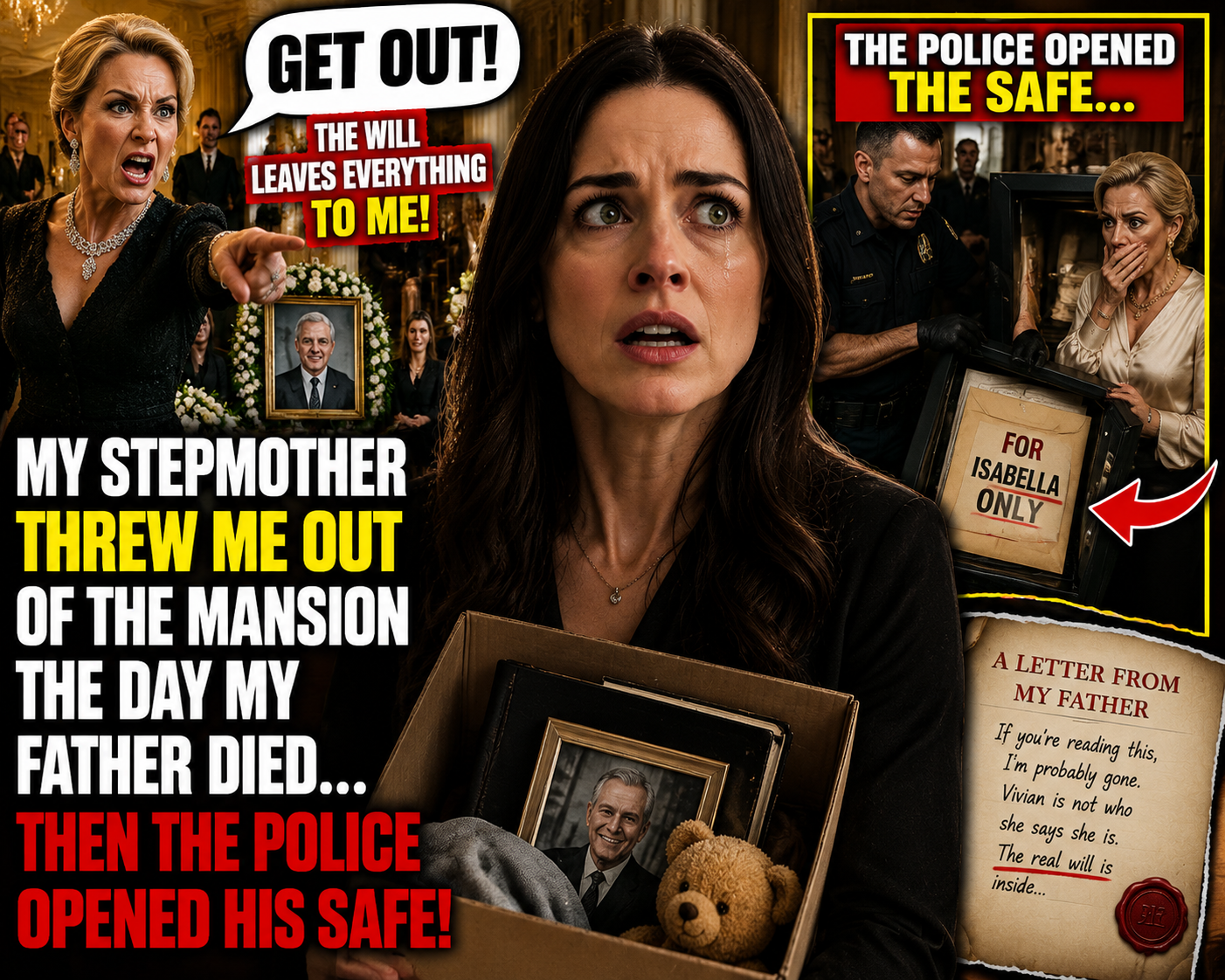 MY STEPMOTHER THREW ME OUT OF THE MANSION THE DAY MY FATHER DIED... THEN THE POLICE OPENED HIS SAFE