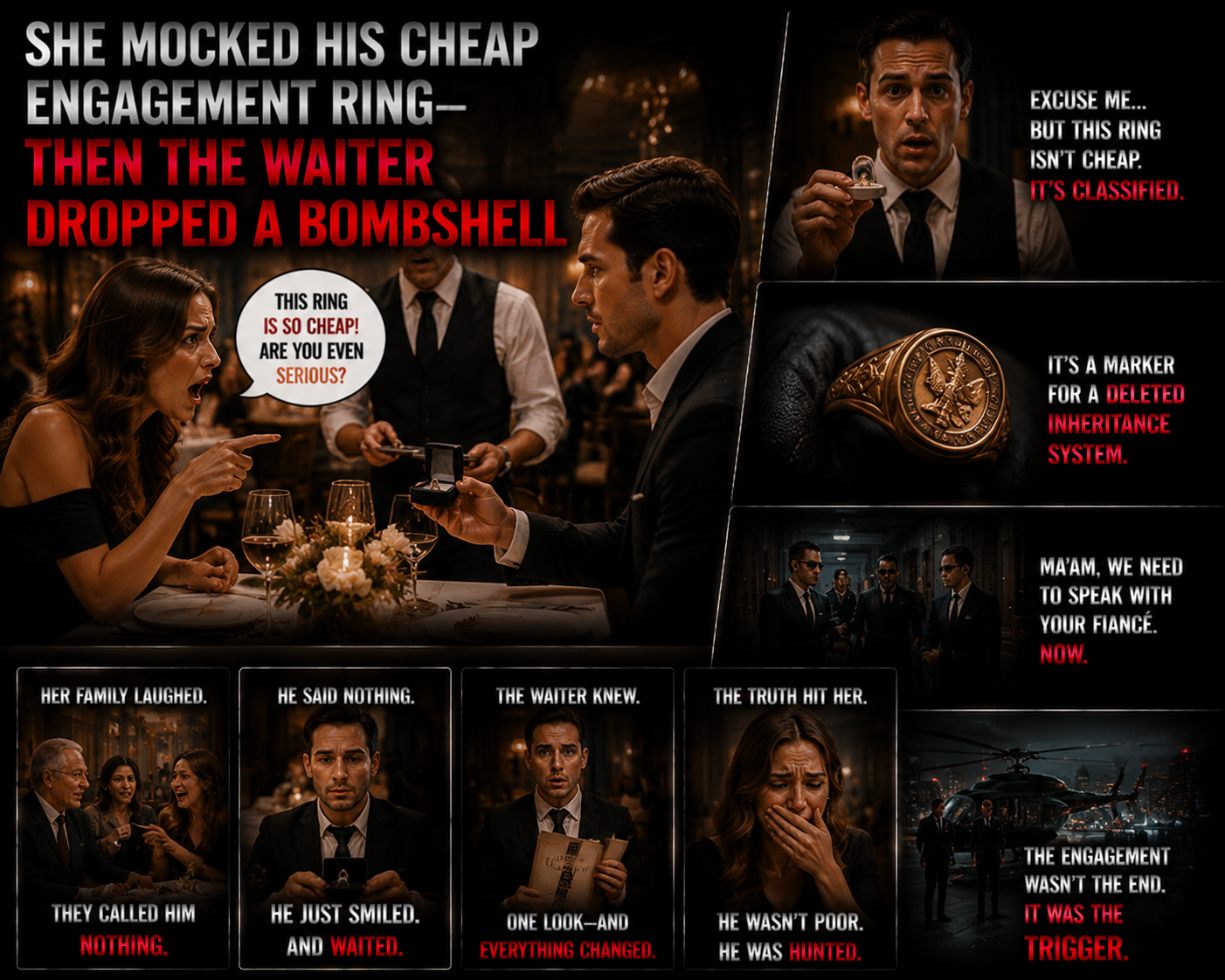 SHE MOCKED HIS CHEAP ENGAGEMENT RING—THEN THE WAITER DROPPED A BOMBSHELL