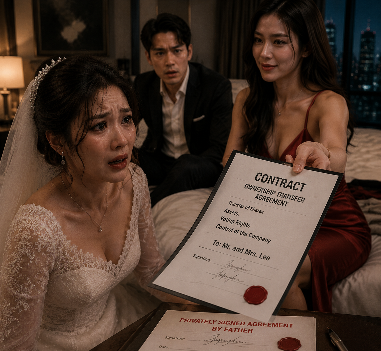 ON MY WEDDING NIGHT, MY HUSBAND BROUGHT HIS MISTRESS INTO OUR BEDROOM… THEN SHE SHOWED ME THE CONTRACT THAT OWNED MY LIFE