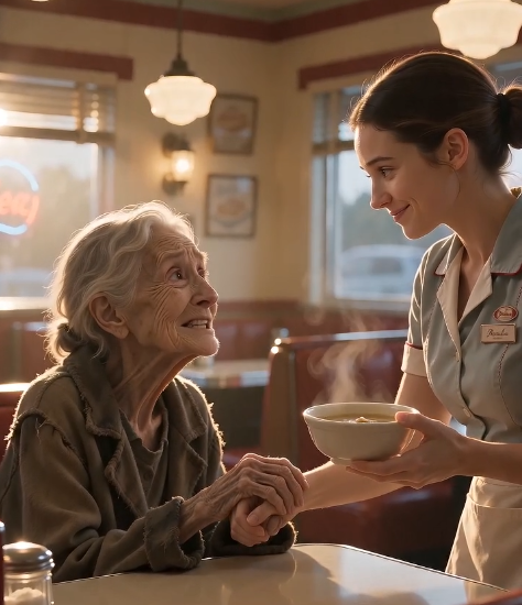 THE POOR WAITRESS BOUGHT AN OLD WOMAN A BOWL OF SOUP... THEN ONE HIDDEN LETTER DESTROYED A TWENTY-YEAR LIE