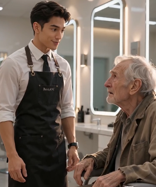 THE OLD MAN COULD ONLY AFFORD A ONE-DOLLAR HAIRCUT... THEN A GOLD BUSINESS CARD SILENCED THE ENTIRE SALON