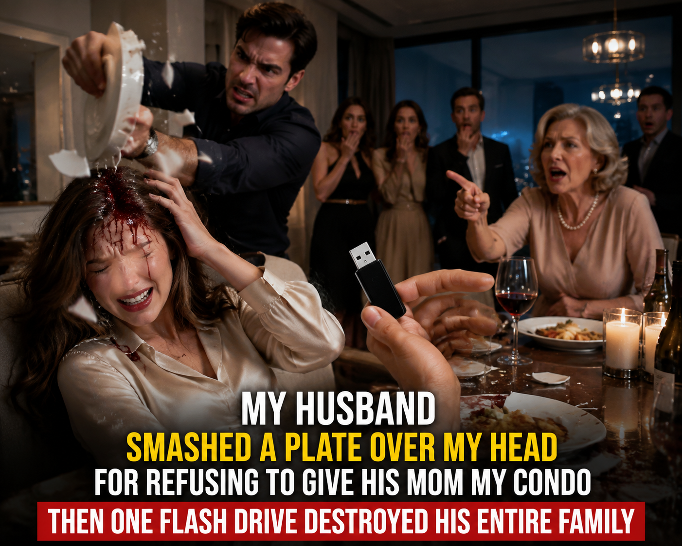 My Husband Smashed a Plate Over My Head for Refusing to Give His Mom My Condo—Then One Flash Drive Destroyed His Entire Family