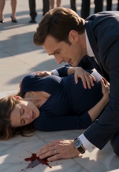 With a violent shove, the mistress knocked his eight-month-pregnant wife off the courthouse steps