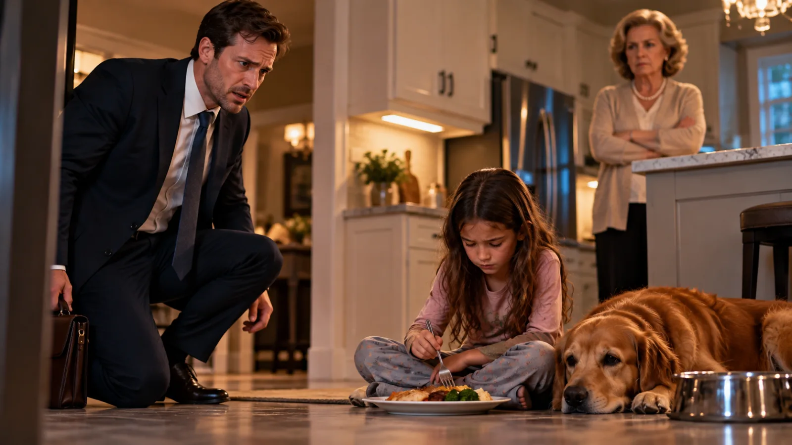 I CAME HOME EARLY AND FOUND MY 10-YEAR-OLD DAUGHTER EATING DINNER ON THE KITCHEN FLOOR BESIDE OUR DOG—THEN I DISCOVERED MY MOTHER HAD BEEN HIDING SOMETHING FAR WORSE.