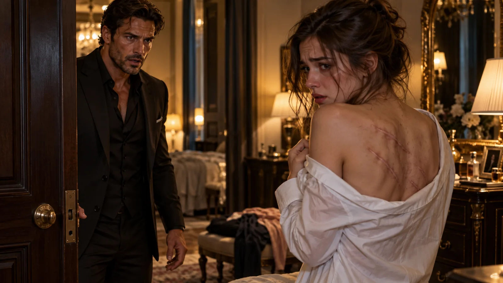  He Opened the Wrong Door and Saw Her Scars—Then She Named the Man He Trusted Most