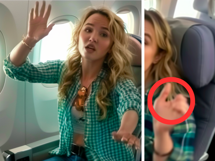 Young Woman Keeps Making Hand Signals in Airplane - When Stewardess Realizes Why, She Alerts the Authorities