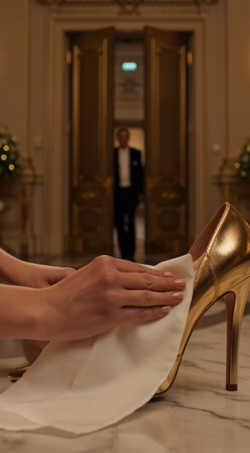 CHAPTER 2 — The Woman Everyone Had Forgotten  The older man stopped only inches from the woman still kneeling on the marble floor.  For a long moment, he said nothing.  The ballroom held its breath.  Then, to everyone's astonishment, he slowly bent down.  Not to inspect the shoes.  To help the woman in gray stand.  His hands trembled slightly as he wrapped her cleaning cloth inside his own white handkerchief.  "No more," he said quietly.  "You have knelt long enough."  The woman looked into his eyes, and for the first time that evening, emotion broke through her calm expression.  "Mr. Aldridge..."  The billionaire smiled gently.  "I asked you never to call me that."  He turned toward the stunned guests.  "My name is William Aldridge."  A wave of whispers swept across the ballroom.  Chairman of the Aldridge Foundation.  Founder of the country's largest charitable hospital network.  One of the wealthiest men in America.  William's expression hardened.  "The woman you forced to clean your shoes..."  He looked directly at the woman in gold.  "...is Dr. Eleanor Hayes."  Silence.  The phones stopped recording.  Someone gasped.  Dr. Eleanor Hayes wasn't a servant.  She was the anonymous surgeon who had pioneered a life-saving pediatric heart procedure that had saved thousands of children.  She had spent years refusing interviews, avoiding publicity, and donating every award payment to children's hospitals.  No one recognized her because she never wanted fame.  William continued.  "Tonight she attended this gala only because she anonymously funded seventy percent of it."  The ballroom erupted.  People stared at the woman they had laughed at only minutes before.  The woman in gold suddenly felt her knees weaken.  "No..."  "That's impossible..."  William reached into his jacket and held up a leather folder.  "The donor agreement."  Every board member recognized the signature immediately.  Dr. Eleanor Hayes.  The largest donor.  The true guest of honor.  And she had spent the last ten minutes on her knees because no one bothered to ask her name.