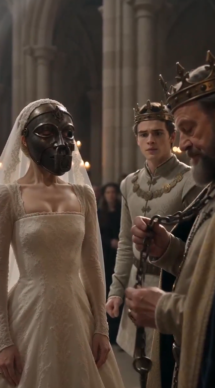 PART 2 — THE QUEEN'S FINAL SECRET  The cathedral stood frozen as the old nun placed the worn leather diary upon the altar.  "I promised the queen," she said softly.  "Only open this... after the mask came off."  King Aldric's face turned pale.  Richard opened the diary.  Inside was a letter.  Written in the queen's own hand.  "My dearest Eleanor...  If you are reading this...  Your father has already failed."  The king closed his eyes.  The queen's words continued.  "There was no curse.  But there was a prophecy."  The guests leaned closer.  "It said your beauty would unite kingdoms...  Or destroy one built upon lies."  She wrote,  "Your father believed hiding you would change destiny."  "He never understood..."  "Fear creates the future it tries to escape."  Then came the final revelation.  "I was dying."  "The physicians gave me only months."  "So I made your father promise to remove the mask when you became a woman."  "But after I died..."  "He broke that promise."  Eleanor slowly looked toward the king.  "You kept me hidden..."  "...not because Mother asked."  "...because you couldn't let go."  The king collapsed to his knees.  "I couldn't lose you too."  His voice cracked.  "Your mother died."  "The kingdom wanted your hand."  "I was terrified someone would take you away."  Richard stepped beside Eleanor.  He gently took her trembling hand.  "You were never cursed."  "You were never the kingdom's property."  "You were simply a daughter."  Tears filled every eye.  But before anyone could speak...  The cathedral bells began ringing wildly.  Messengers rushed inside.  "The eastern army has crossed the border!"  "The neighboring king demands Princess Eleanor immediately..."  "...or he declares war."  The prophecy had begun.