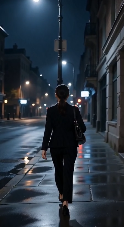 CHAPTER 2 — THE MAN WITH THE KNIFE  The blade stopped only inches from her face.  Emma squeezed her eyes shut.  She was certain this was the end.  Then—  A deafening shout echoed from the mouth of the alley.  "Police! Drop the weapon!"  The masked man reacted instantly.  Instead of attacking Emma, he lunged toward the opposite wall, climbing a rusted fire escape with shocking speed.  By the time two officers rushed into the alley, he had disappeared onto the rooftops.  Emma collapsed to her knees, shaking uncontrollably.  One officer wrapped a blanket around her shoulders.  "Did he touch you?"  She slowly shook her head.  "No..."  "Did he say anything?"  Again, she shook her head.  "He just... followed me."  The police searched the alley for nearly an hour.  No fingerprints.  No footprints.  Nothing except one object lying beneath the fire escape.  A silver key.  The number 317 was engraved into it.  Detective Ryan Foster frowned.  "This isn't a house key."  He slipped it into an evidence bag.  "It belongs to a storage locker."  Emma tried to forget the nightmare.  She couldn't.  The next morning she arrived at work exhausted.  Everyone stared at her.  Her manager walked over quietly.  "Emma..."  "What?"  "You never came to work yesterday."  She froze.  "...What?"  "You've been absent for two days."  Her blood ran cold.  She clearly remembered working the late shift.  She remembered saying goodbye to her coworkers.  She remembered walking home.  But according to the company's security cameras...  She had never entered the building.  Detective Foster reviewed another piece of evidence.  A traffic camera from the night of the attack.  Emma appeared on screen...  Walking completely alone.  No masked man.  No footsteps behind her.  Nothing.  The detective watched the footage again.  And again.  Then he noticed something terrifying.  Every few seconds...  Emma looked over her shoulder.  As if someone invisible was following her.  The case had just become much stranger.