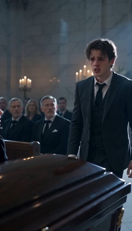 CHAPTER 2: THE VOICE FROM THE GRAVE  Ethan pressed the button.  A faint clicking sound filled the funeral hall.  Then…  His father’s voice echoed through the speakers.  “If you are hearing this, something has happened to me.”  The guests froze.  Victoria covered her mouth.  Daniel Whitmore’s voice continued.  “I don’t know who I can trust anymore.”  Ethan stared at the coffin.  His father sounded weak.  Afraid.  Nothing like the confident businessman everyone knew.  “I discovered someone close to me has been stealing from my company.”  A wave of shock moved through the room.  Victoria slowly stepped backward.  The recording continued.  “They want everyone to believe I died naturally.”  The hall exploded with whispers.  Someone gasped.  Someone else reached for their phone.  Ethan closed his eyes.  He had heard this recording once before.  But hearing it again felt like his father was speaking from the other side.  Then Daniel said something that changed everything.  “The evidence is inside the place where nobody would think to look.”  The recording stopped.  Silence returned.  Everyone stared at the coffin.  The place where nobody would think to look.  Victoria suddenly turned toward the funeral director.  “End this.”  Nobody moved.  The funeral director looked confused.  “Mrs. Whitmore?”  She forced a smile.  “This is inappropriate. My husband deserves peace.”  Ethan stepped closer.  “No.”  His voice was cold.  “My father deserves the truth.”  He looked at the coffin.  “You spent two days telling everyone he died from a sudden illness.”  He pointed at Victoria.  “But you were the one who refused an independent examination.”  Her expression changed.  A small crack appeared in her perfect mask.  Because Ethan knew.  He knew everything.  The guests watched as Ethan approached the coffin.  The funeral director hesitated.  “Sir, are you certain?”  Ethan looked at the wooden lid.  “No.”  He swallowed.  “I’m terrified.”  A pause.  “But I’m more terrified of leaving my father’s truth buried.”  Slowly…  The locks on the coffin began to open.