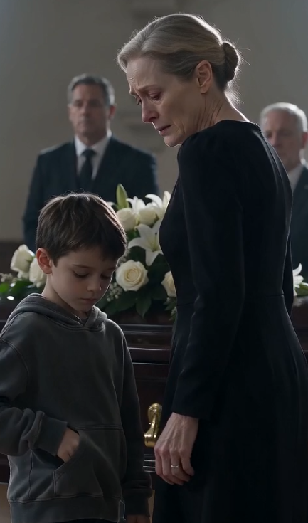 Chapter 2: The Letter Edward Hid For Twenty Years  Margaret held the envelope in her trembling hands.  The funeral room was no longer a place of mourning.  It had become a courtroom.  Everyone was waiting.  Waiting for the truth Edward Hale had carried beyond his grave.  The man in the black overcoat stepped forward.  “Margaret, you don’t know what that is.”  His voice was calm.  Too calm.  And somehow, that frightened her more than anger would have.  She looked at him.  “Thomas.”  The name came out like a warning.  Thomas Reed had been Edward’s best friend for thirty years.  He had been at every family dinner.  Every holiday.  Every difficult moment.  When Daniel died, Thomas was the man who helped them survive the grief.  Or at least…  that was what Margaret believed.  “Why are you afraid of a letter?” she asked.  Thomas said nothing.  The little boy stood beside the coffin, watching him carefully.  “He told me you would try to stop me.”  Everyone turned.  Thomas’s face changed.  “You don’t know what you’re talking about.”  The boy shook his head.  “Mr. Hale said you would say that.”  Margaret looked down at the envelope.  Her husband’s handwriting.  She knew every curve of those letters.  Edward used to leave notes for her every morning.  Small messages.  “I love you.”  “Don’t forget your medicine.”  “I’ll be home early.”  Simple things.  Things she would never see again.  But this note felt different.  This wasn’t a love letter.  It was a confession.  She opened it.  Inside was a single piece of paper.  Only a few lines.  Margaret,  If you are reading this, then I am gone.  I am sorry I waited so long.  But I was afraid.  Not of death.  Of what the truth would do to you.  The boy standing in front of you is Lucas.  He is Daniel’s son.  Your grandson.  My greatest regret is that I failed to protect Daniel when he needed me most.  And my greatest hope is that you will give Lucas the family he lost.  Margaret stopped reading.  Her vision blurred.  Grandson.  The word felt impossible.  Twenty years of emptiness.  Twenty years of believing her family tree had ended with Daniel.  And now…  a branch had somehow grown back.  She continued.  Daniel did not abandon Lucas.  Someone made sure he never knew he existed.  Someone lied to us.  Someone destroyed two lives.  And I helped them hide the truth.  Margaret’s hands began shaking.  She looked at Thomas.  The room followed her gaze.  Thomas stepped backward.  “Edward was confused near the end. His illness affected his mind.”  Lucas immediately spoke.  “No.”  Everyone looked at him.  “He wrote this when he was healthy.”  Thomas froze.  “How would you know?”  Lucas looked down.  “Because he gave me the letter three months ago.”  Margaret looked up.  “Then why didn’t you bring it before?”  Lucas’s eyes filled with sadness.  “Because he told me not to.”  The boy looked at Edward’s coffin.  “He said Grandma needed to hear the truth when she was ready.”  Margaret felt tears fall.  But before she could speak…  Thomas turned and walked toward the exit.  Quickly.  Too quickly.  Margaret noticed.  “Thomas.”  He stopped.  “Where are you going?”  For the first time in twenty years…  Thomas looked like a man who had nowhere left to hide.  “I’m leaving before you learn what Edward did.”  Margaret stared.  “What he did?”  Thomas looked back.  And whispered:  “What I forced him to do.”  Then he walked away.  Leaving everyone with one terrifying question.  What had happened twenty years ago?