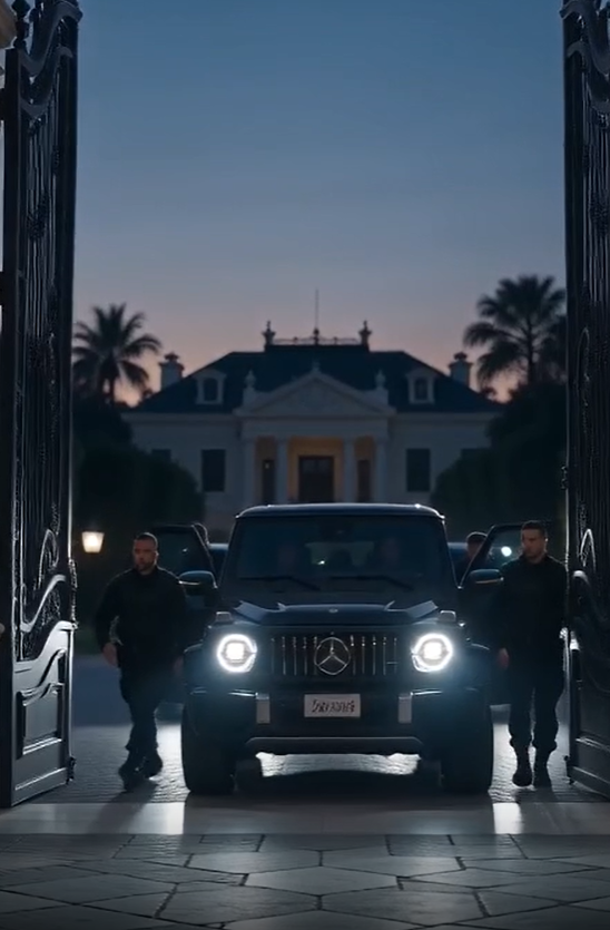 Chapter Two: The Men Who Never Knocked  No one moved.  The enormous wooden doors stood between the Santillán family and the silent procession outside. Through the floor-to-ceiling windows, dozens of men in tailored black suits remained perfectly still beside the line of luxury SUVs. Not one spoke. Not one reached for a weapon. Their discipline was far more unsettling than open aggression.  Mrs. Isabella Santillán recovered first.  "This is my house," she declared, lifting her chin. "Sebastián, tell security to remove them."  Sebastián immediately grabbed his phone.  "There must be some mistake."  He dialed the head of security.  No answer.  He frowned and dialed again.  Straight to voicemail.  "What's going on?"  Rodrigo walked toward the security monitors mounted near the entrance hall. Every camera displayed a clear image of the estate.  The gates.  The gardens.  The garage.  The driveway.  Everything appeared normal.  Except the security guards.  Instead of confronting the visitors, every guard stood respectfully with their hands behind their backs.  As though they had been given orders by someone higher than the Santillán family.  Rodrigo's heartbeat quickened.  "They're not stopping them..."  "What?" Isabella demanded.  "They're just... standing there."  Valeria scoffed.  "They've probably been bribed."  Camila remained near the window, her posture relaxed, her expression unreadable.  She watched the scene unfold with quiet patience.  She knew exactly why the guards hadn't intervened.  Because they couldn't.  Not without risking consequences none of them wanted to face.  A heavy knock echoed through the mansion.  Three slow knocks.  Nothing more.  The sound carried through the marble halls like a judge announcing the beginning of a trial.  Isabella gestured sharply.  "Open it."  One of the house servants hesitated.  "Ma'am..."  "I said open it."  The servant swallowed hard before pulling the massive doors inward.  Outside stood a man in his early fifties.  Gray hair.  Perfect posture.  Dark tailored suit.  White gloves.  No visible jewelry.  No unnecessary movement.  His calm presence somehow commanded more authority than a room full of armed guards.  He inclined his head politely.  "Good evening."  Isabella stared at him.  "You are trespassing."  "My apologies if our arrival caused concern."  His voice was measured and respectful.  "We're here for Miss Camila."  A silence fell over the foyer.  Valeria laughed first.  "Miss Camila?"  "She's Mrs. Santillán now."  The man's eyes shifted briefly toward Camila.  For the first time, warmth appeared in his expression.  "That depends on her."  Those five words landed like stones.  Rodrigo looked between the stranger and his wife.  "You know him?"  Camila answered calmly.  "Yes."  Sebastián stepped forward aggressively.  "Who exactly are you?"  The man reached into his jacket.  Several Santillán bodyguards instinctively moved toward their weapons.  Instead of a gun...  He removed an elegant leather card holder.  Inside was a black metallic identification card embossed with the same silver emblem Camila had activated minutes earlier.  He handed it to Rodrigo.  Rodrigo examined it.  There was no company logo.  No government seal.  Only a name.  Gabriel Navarro  Beneath it...  Chief Executive Steward  No company listed.  No address.  Nothing else.  "What is this supposed to mean?" Rodrigo asked.  "It means," Gabriel replied politely, "I represent Miss Camila's household."  Valeria burst into laughter.  "Household?"  "What household?"  "The apartment she rented before marrying Rodrigo?"  Several relatives joined in.  Gabriel didn't react.  He simply waited.  Camila broke the silence.  "Gabriel."  "Yes, Miss."  "Has everything been arranged?"  "It has."  "And Grandfather?"  "He is waiting."  The laughter stopped instantly.  Rodrigo blinked.  "Grandfather?"  "You never told me your grandfather was alive."  Camila looked at him quietly.  "You never asked."  That answer lingered in the room.  Not accusatory.  Just true.  Isabella crossed her arms.  "I've investigated your family."  "You grew up with your mother."  "Your father died years ago."  "You have no wealthy relatives."  Gabriel finally turned toward Isabella.  "With respect..."  "You investigated the wrong family."  Before Isabella could respond, headlights appeared again beyond the gate.  More vehicles.  Not SUVs this time.  Long black sedans.  Luxury limousines.  They entered one after another.  Rodrigo counted instinctively.  One...  Four...  Seven...  Ten...  By the time the convoy stopped, more than thirty vehicles occupied the circular driveway.  Valeria's smile disappeared.  "This..."  "This can't be normal."  One by one, additional passengers stepped out.  Men.  Women.  Every one of them dressed with understated elegance.  Some carried briefcases.  Others held tablets.  None appeared nervous.  Instead...  They lined up silently behind Gabriel.  Like executives awaiting instructions from a board chairman.  Sebastián whispered,  "Who are these people?"  Gabriel answered without looking at him.  "Legal counsel."  Another line formed.  "Financial advisors."  Another.  "International security coordinators."  Another.  "Personal medical staff."  Rodrigo stared.  Medical staff?  For whom?  Gabriel smiled faintly.  "Miss Camila dislikes unnecessary delays."  Inside the mansion, uncertainty slowly transformed into fear.  Isabella refused to show it.  "This is ridiculous."  "You expect me to believe this girl commands all of this?"  "No."  Gabriel answered.  "I expect you to see it."  He stepped aside.  A final vehicle rolled through the gate.  Unlike the others...  It wasn't black.  It was deep midnight blue with handcrafted silver trim.  The flag mounted discreetly on its hood bore the same unfamiliar emblem.  Every person outside immediately straightened.  Without a word.  Without instruction.  Rodrigo noticed something else.  Even the estate's security guards lowered their heads respectfully.  The limousine stopped.  Its engine shut off.  No one hurried to open the door.  Instead...  Gabriel himself walked forward.  He opened the rear passenger door with deliberate care.  An elderly gentleman slowly emerged.  Perhaps in his late seventies.  Perfectly tailored charcoal suit.  Silver hair.  Elegant walking cane carved from dark wood.  Despite his age, his presence seemed to dominate the entire estate.  He looked neither rich nor powerful.  He looked accustomed to people listening the moment he spoke.  His sharp eyes scanned the mansion.  Then settled on Camila.  For the first time all evening...  She smiled.  Not the polite smile she had offered Rodrigo.  Not the restrained smile she'd worn throughout the humiliation.  This smile was genuine.  Warm.  Almost childlike.  The old gentleman walked toward her.  Every person outside stepped aside in complete silence.  When he reached the entrance...  He ignored everyone else.  Ignoring Isabella.  Ignoring Rodrigo.  Ignoring the stunned relatives.  He stopped directly before Camila.  His voice carried quiet concern.  "My little star..."  "I heard someone laid a hand on you."  Camila answered softly.  "I'm all right, Grandfather."  The old man's eyes drifted toward the fading mark on her cheek.  His expression didn't change.  But the temperature in the room somehow seemed to drop.  He gently lifted her chin with one hand.  Examining the red imprint.  For several seconds...  No one dared speak.  Finally...  He turned toward Gabriel.  "Who?"  Just one word.  Nothing louder than a whisper.  Gabriel opened a leather folder.  "Video confirmation has been secured."  "There were six participants."  "Primary aggressor..."  He looked directly at Isabella.  "Mrs. Isabella Santillán."  The old gentleman nodded once.  "I see."  He turned back toward Camila.  "My dear..."  "Would you like to leave?"  Camila looked around the mansion.  At Rodrigo.  At the family who had mocked her.  At the gloves still resting on the table where Isabella had expected her to become a servant.  Then she looked back at her grandfather.  "Not yet."  The old gentleman smiled gently.  "Very well."  "We'll stay."  Behind him...  More vehicles appeared beyond the gate.  This time carrying people with cameras.  Not journalists.  Forensic photographers.  Legal officers.  Corporate auditors.  The Santillán family watched in stunned silence.  None of them yet understood why they had come.  But every instinct told them the same thing.  This was no social visit.  This was the beginning of something carefully planned.  And somewhere deep inside the mansion...  The Santillán empire had just begun to crack.