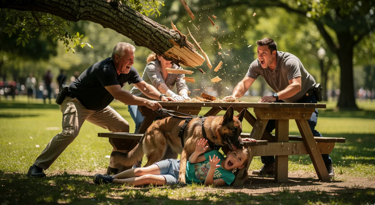 The K9 Refused to Let Anyone Touch the Girl — Then the Oak Tree Cracked Above Them