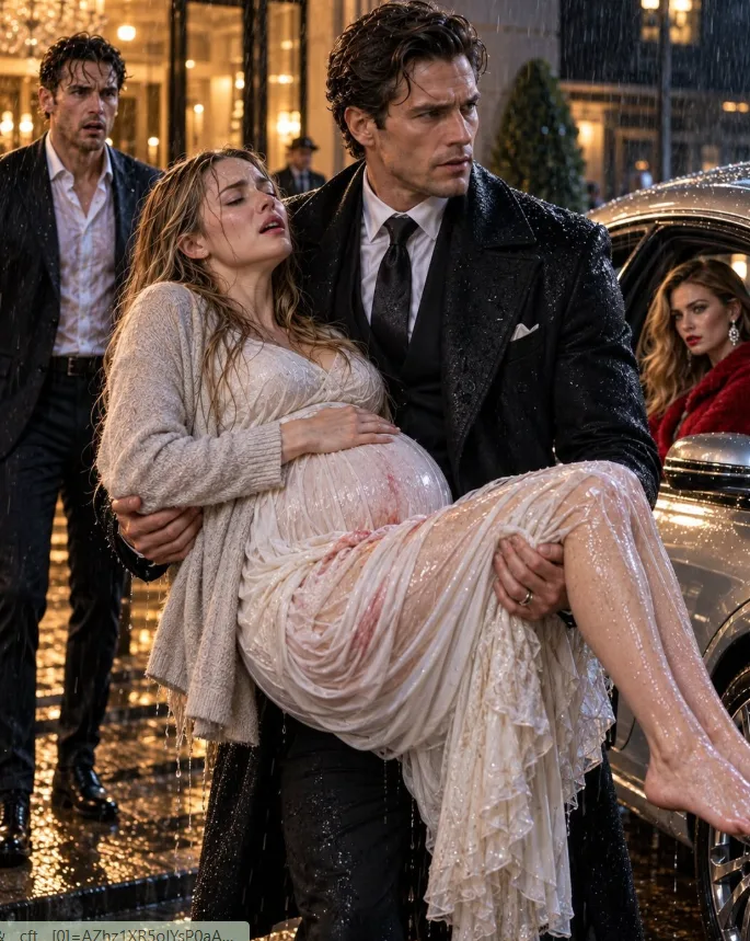 My Husband Abandoned Me in the Pouring Rain While His Mistress Took His Maserati… Until a Billionaire Carried His Pregnant Wife Away and Recognized His Name