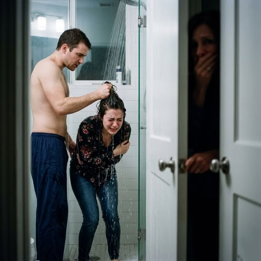 I found my daughter standing fully clothed beneath a running shower at midnight—but what she whispered next left me frozen.