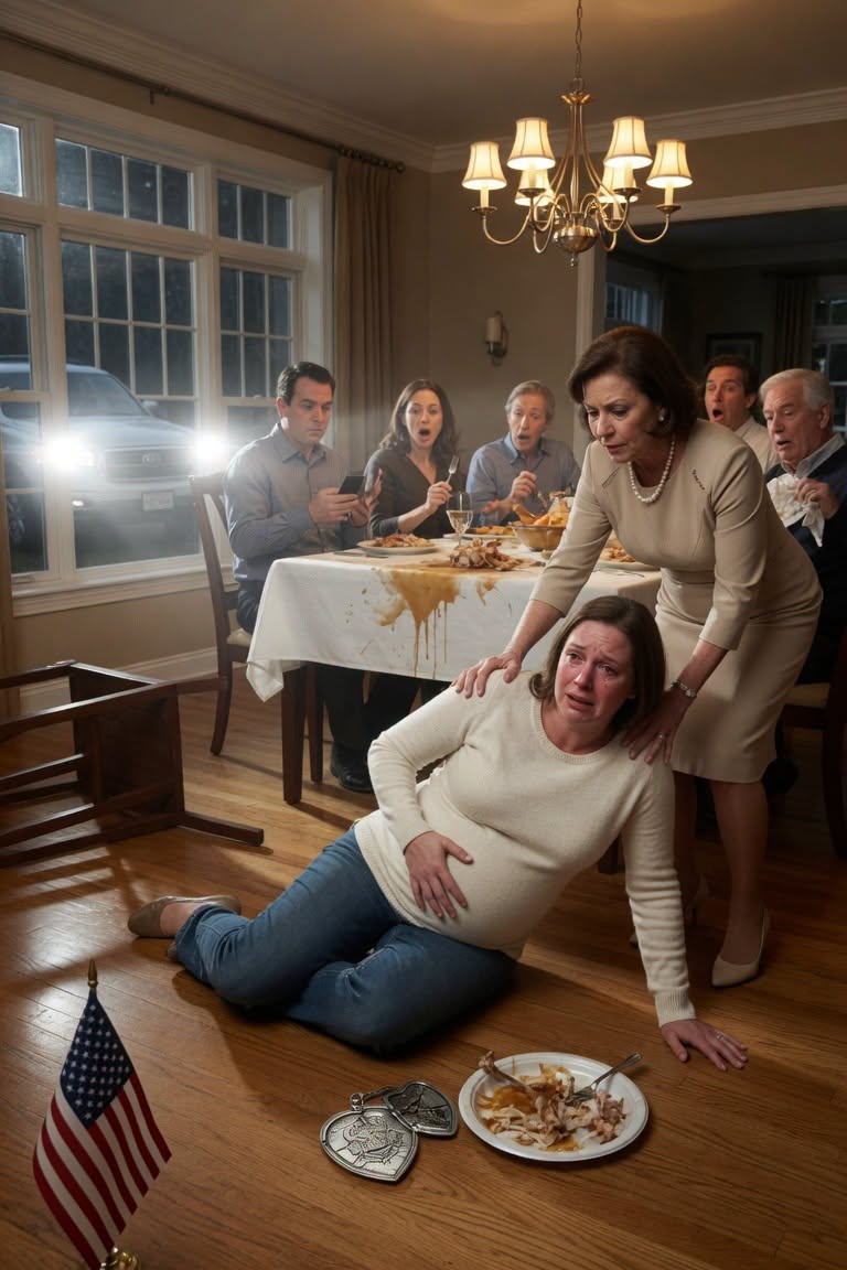 My MIL Slapped Me on Thanksgiving, Forced Me to Eat on the Floor… Until 5 Black SUVs Pulled Up and the Name They Whispered Silenced Her