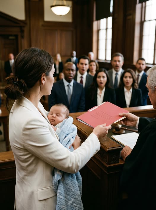 My husband thought I was bringing our six-day-old baby to court for sympathy. He laughed when he saw me walk in alone. But when I opened a red folder and the judge read the first page, his smile disappeared forever.