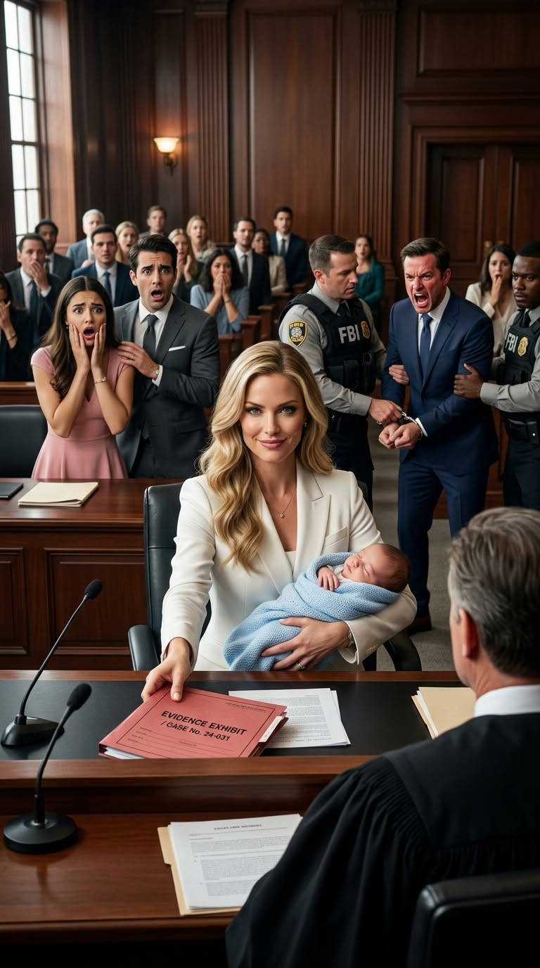 “She walked into the courtroom with her newborn baby… and a red briefcase that turned the entire trial into hell for her husband.”
