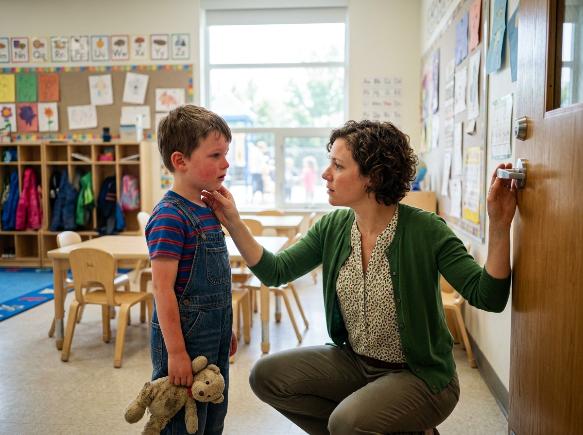 I Was Checking A 5-Year-Old's Swollen Neck Before Recess… Then I Quietly Locked The Classroom Door