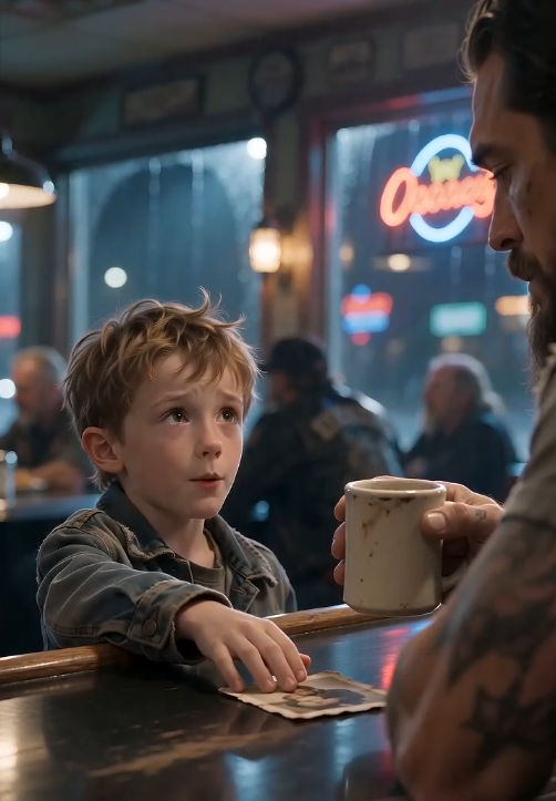 “A 8-Year-Old Boy Walked Into a Biker Diner… and Dropped a Photo That Froze the Whole Room”