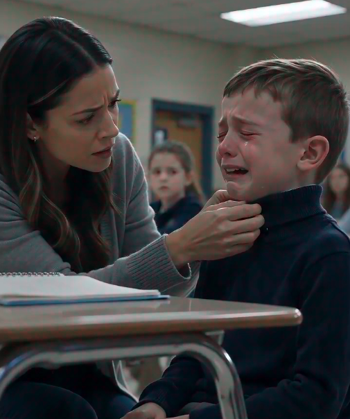 “The kindergarten teacher was only checking on the swollen neck of a 5-year-old boy… but when she closed the classroom door, she discovered a secret that silenced the entire school.”