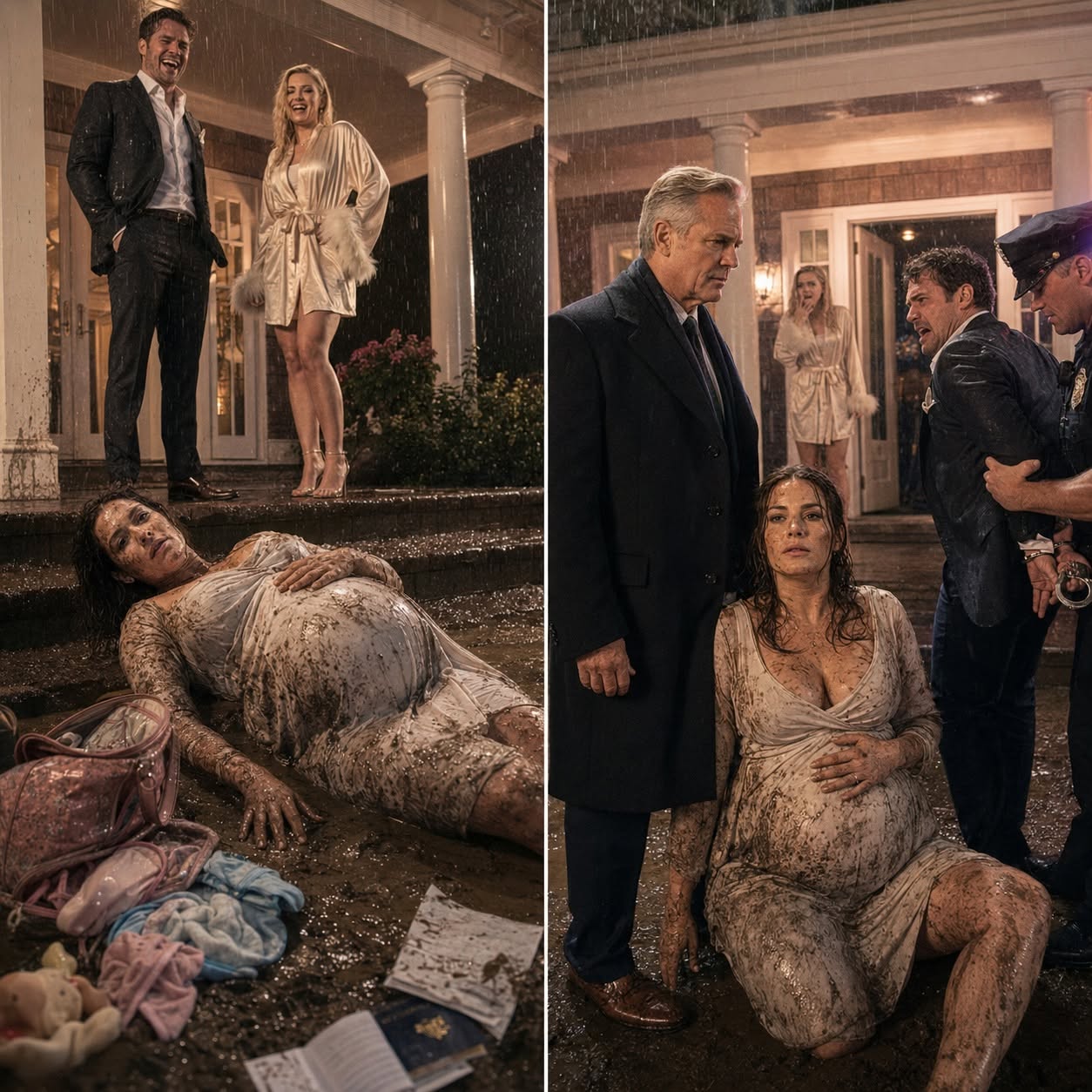 Nine Months Pregnant, My Husband Threw Me Into the Freezing Rain So His Mistress Could Move In… But He Didn’t Know My Billionaire Father Was Already at the Gate With the Police