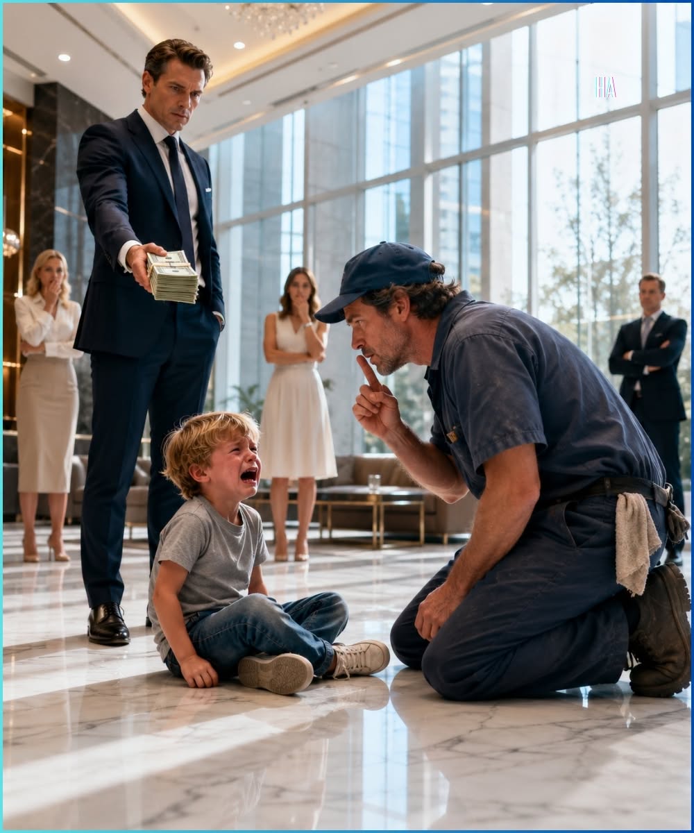 the billionaire CEO offered $750,000 to calm her screaming son, but the janitor only whispered one word